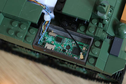 A photo of assembled board mounted on a model