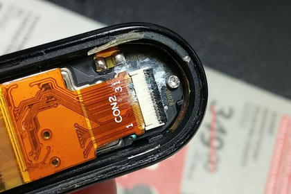 An image showing a water-damaged display connector